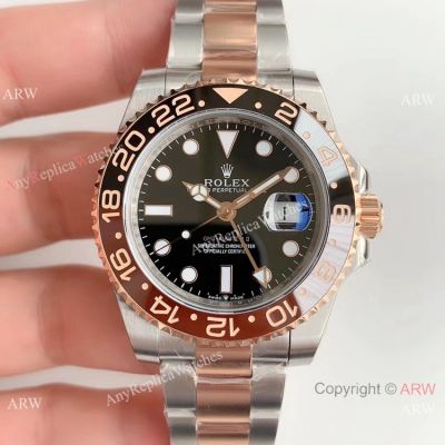 (EW) Swiss Copy Rolex GMT-Master II Root-beer 2 Tone Rose Gold Watch 40mm